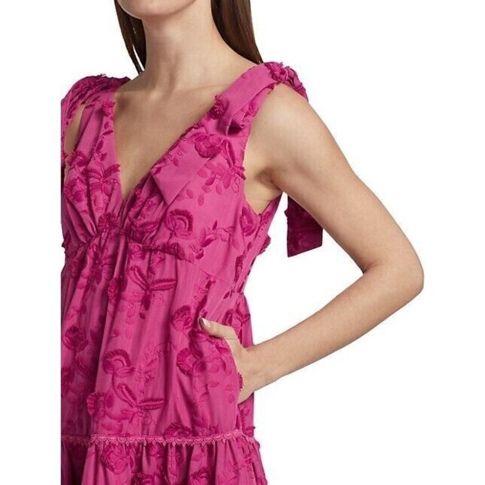 NWT MARCHESA NOTTE Pink Tie Strap Floral Maxi Dress Tiered Wedding‎ Size 14 $545 - Picture 3 of 12